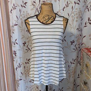Sky Apparel White Tank with Stripes. Size: M